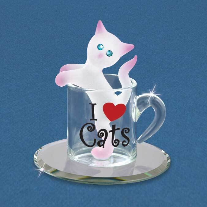 Kitty Cup Glass Figurine GM19283