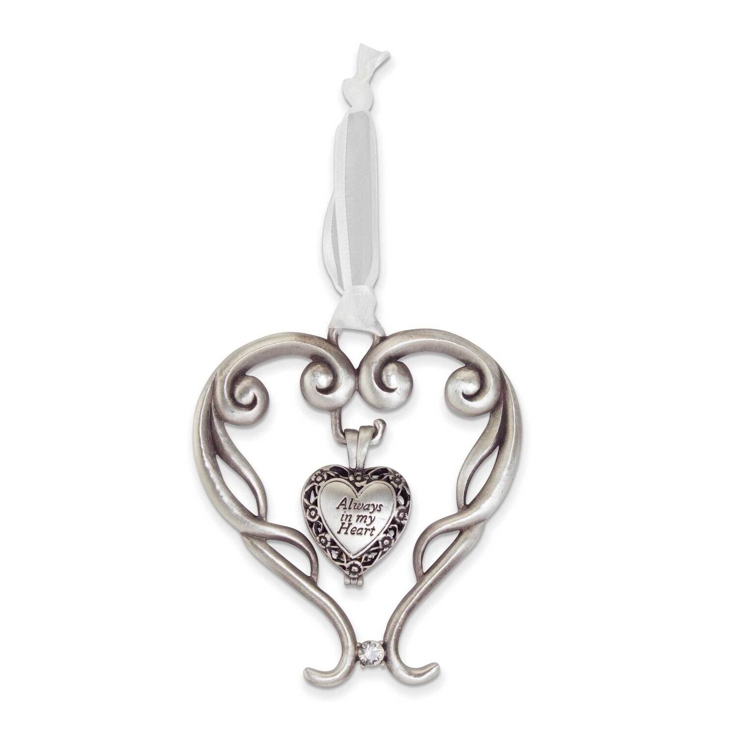 Always In My Heart Ash Enamel Heart Locket Ornament Silver-tone GM21183