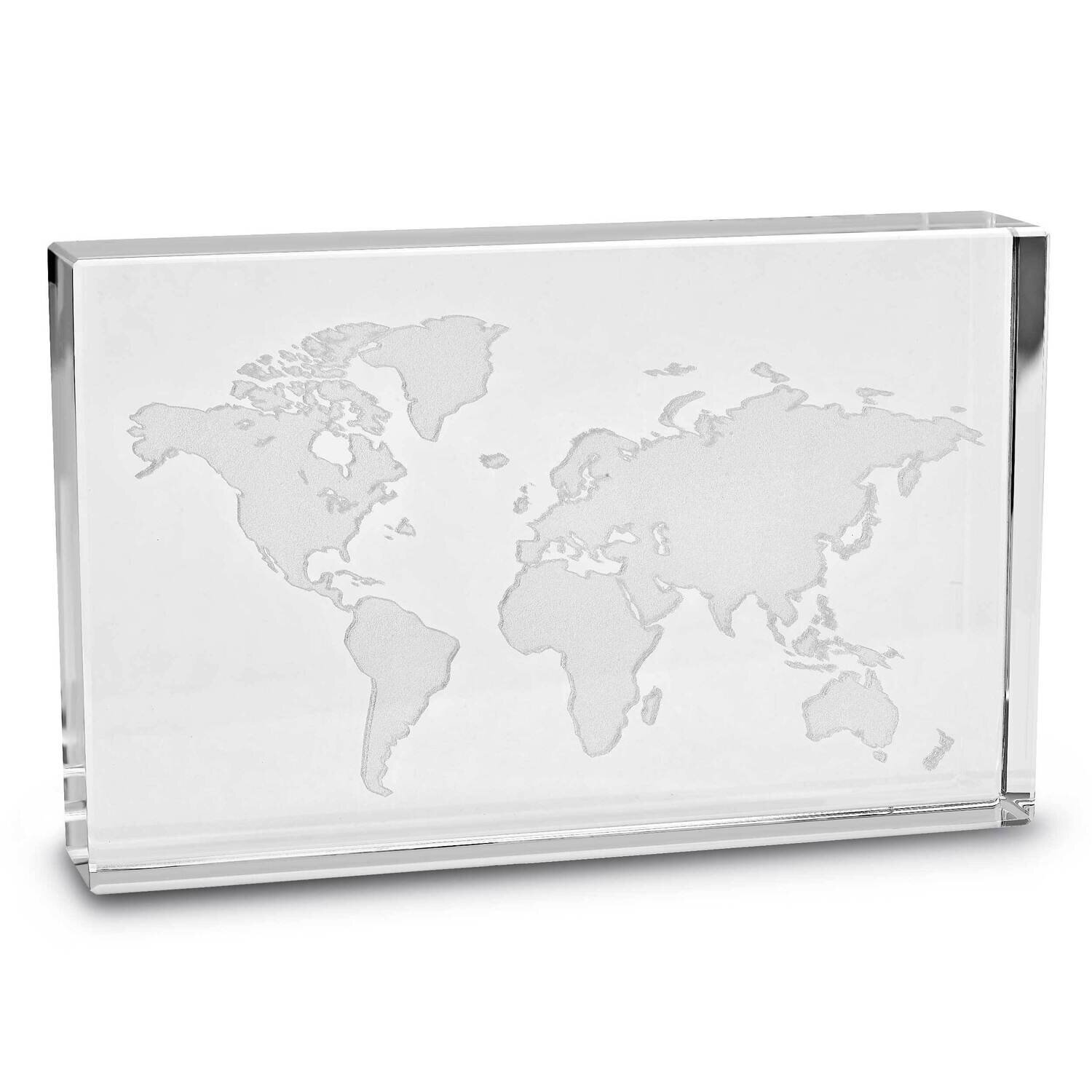 3D World Map Opti-Crystal Glass Award Paperweight GM21720