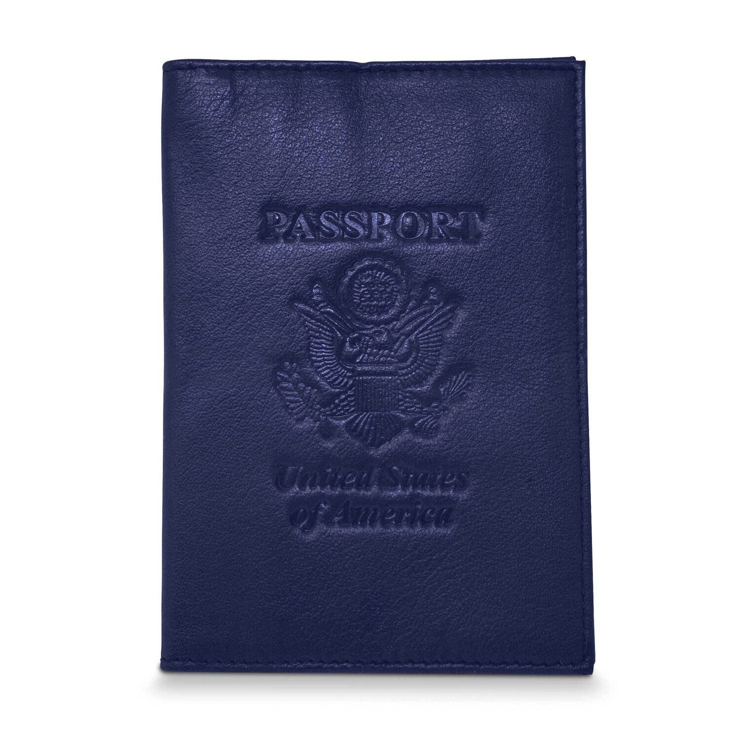 Navy Genuine Cowhide Leather Rfid Blocking Passport Wallet GM22565