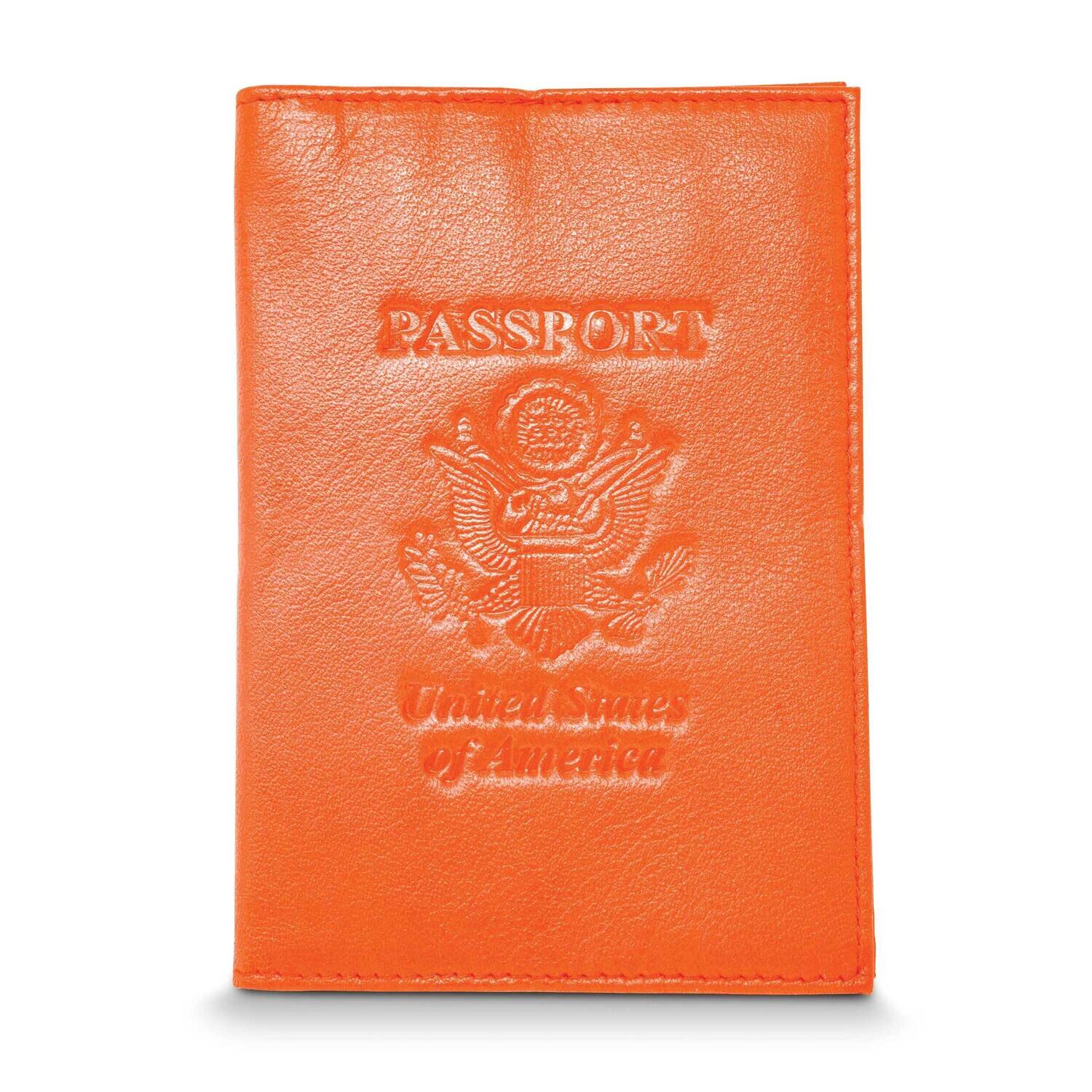 Orange Genuine Cowhide Leather Rfid Blocking Passport Wallet GM22566