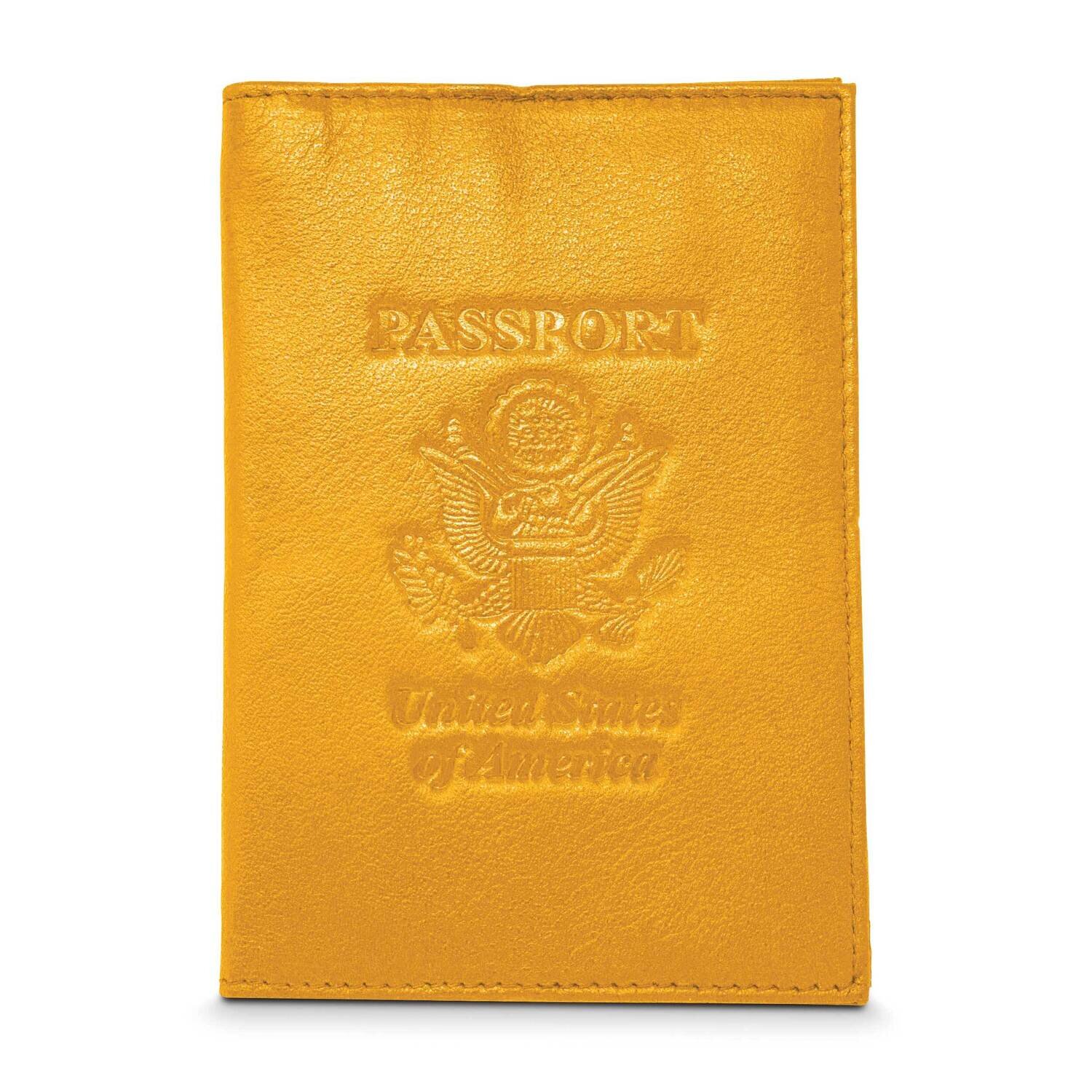 Yellow Genuine Cowhide Leather Rfid Blocking Passport Wallet GM22569