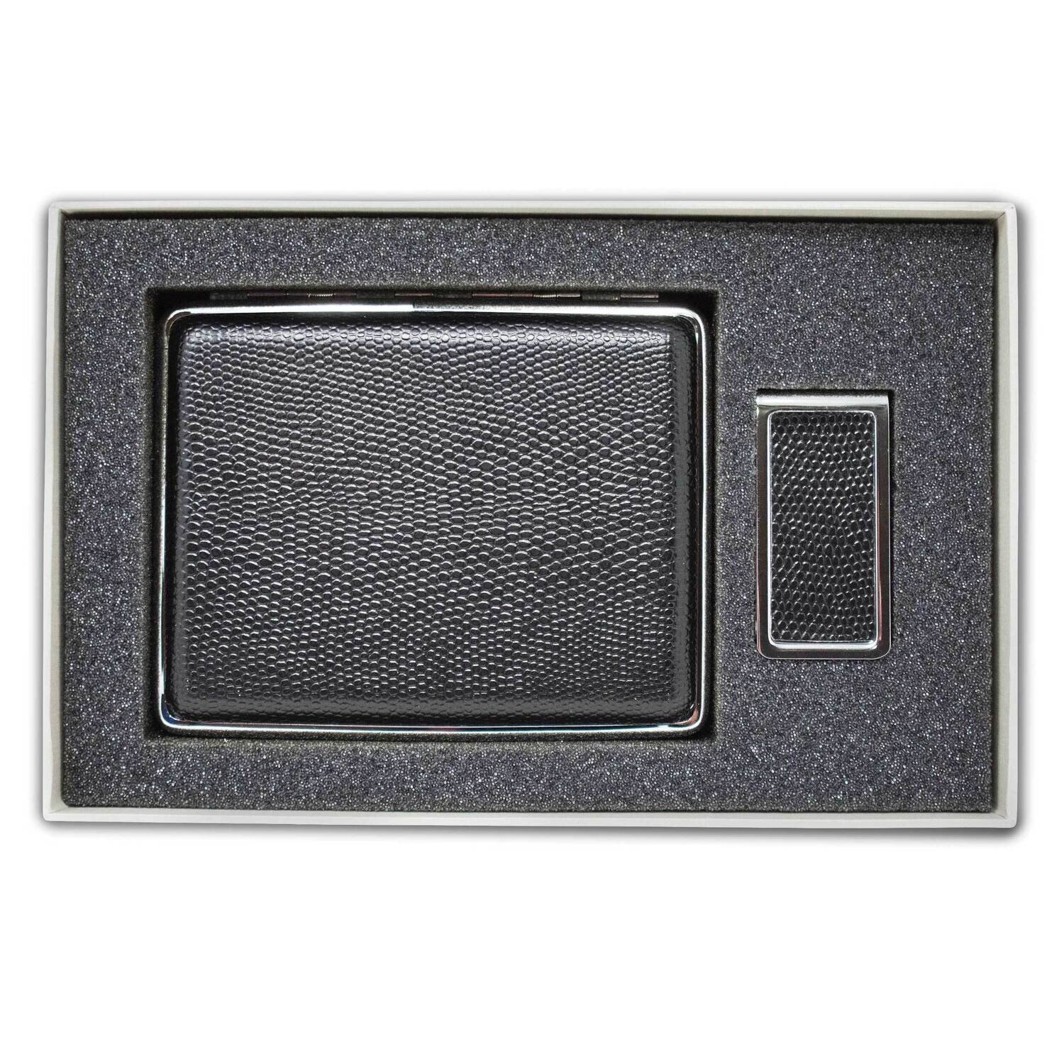 Pebbled Black Leather Covered Money Clip/20-Cigarette Case Gift Set GM22588, MPN: GM22588, 78808914…