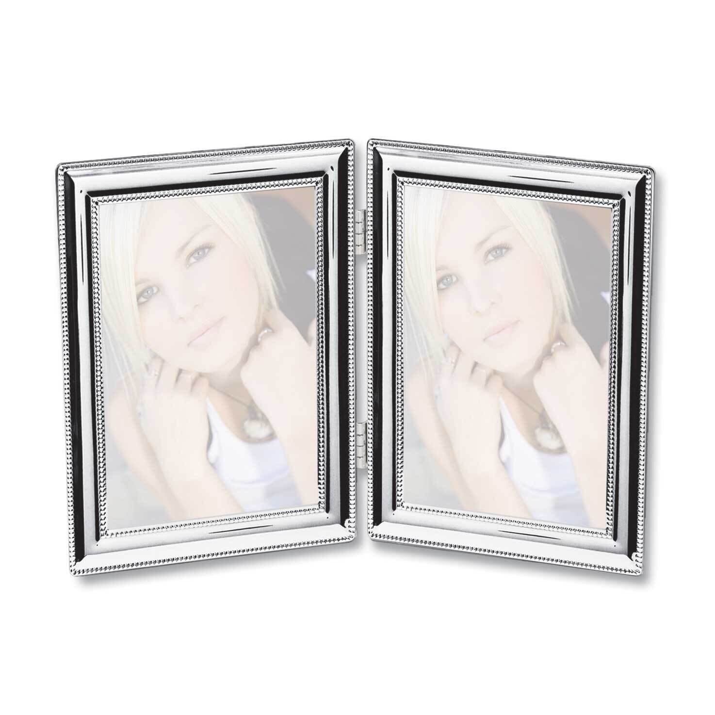 Beaded Edge 4X6 Double Photo Picture Frame Silver-plated GM3084