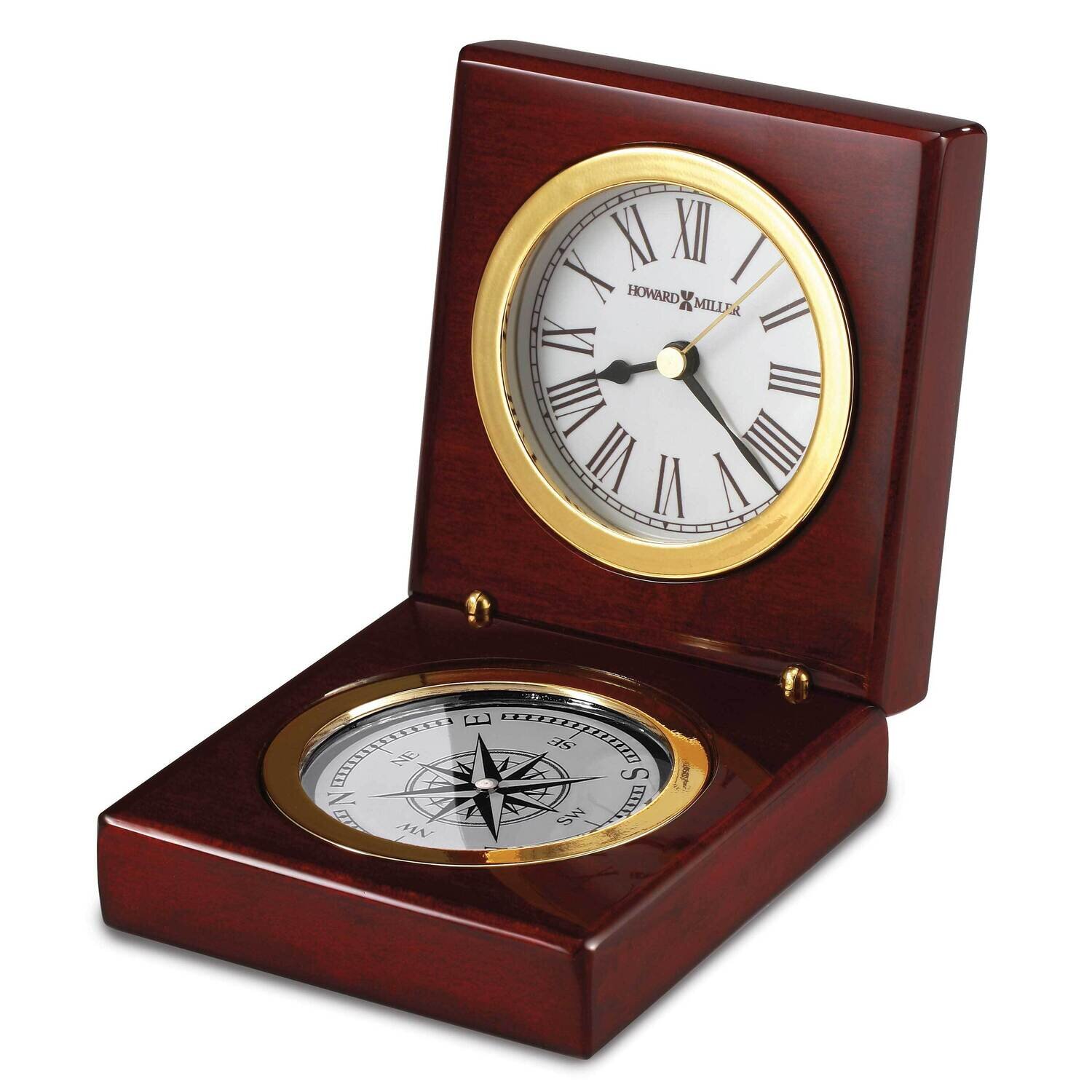Pursuit Rosewood Finish Hinged Clock Compass GM9801