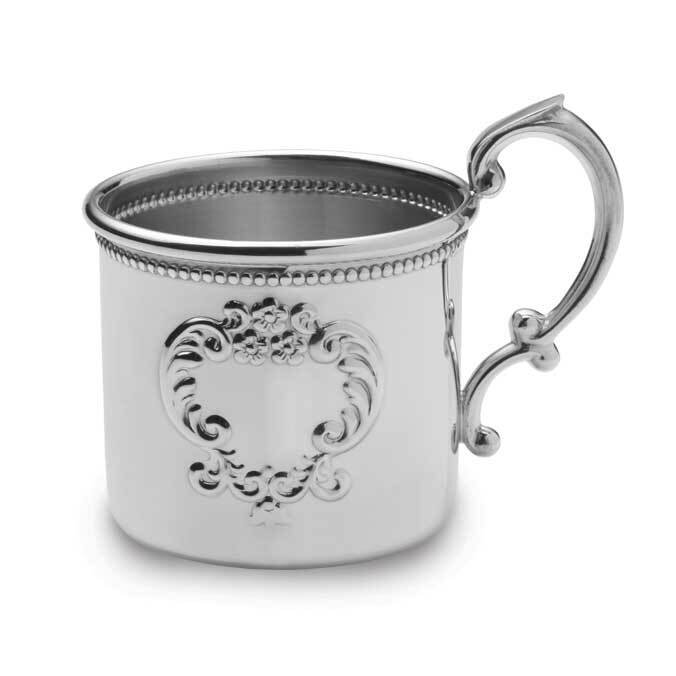 Raised Design Beaded Baby Cup Pewter GP8924