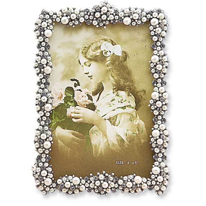 Simulated Pearl Cluster Jewel-Tone 4X6 Photo Picture Frame GP9072, MPN: GP9072,