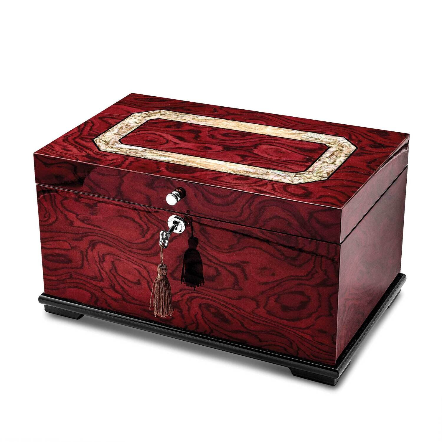 Dark Mapa Veneer with Mother Of Pearl Inlay Locking Memorial Keepsake Box JBB905, MPN: JBB905,