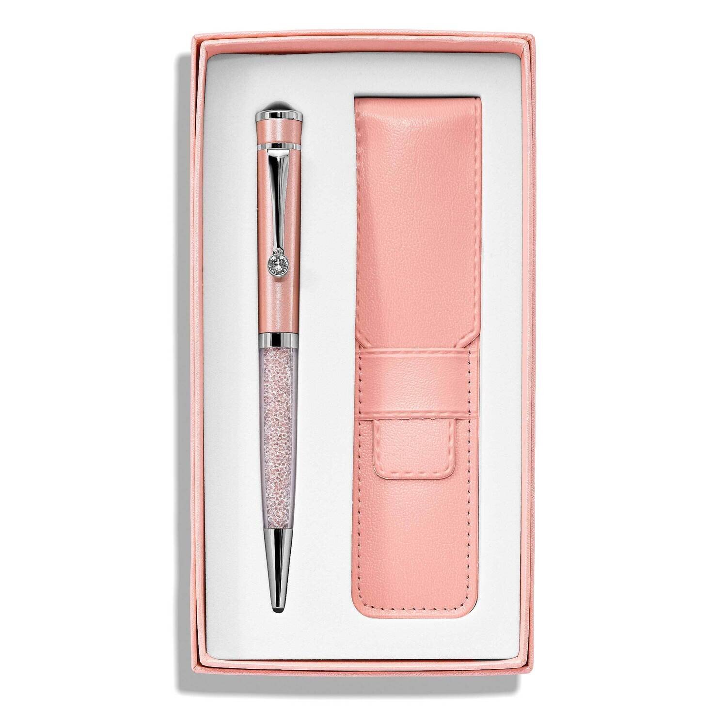 Pink Crystal Filled Ballpoint Pen with Matching Pouch Set JBP111P