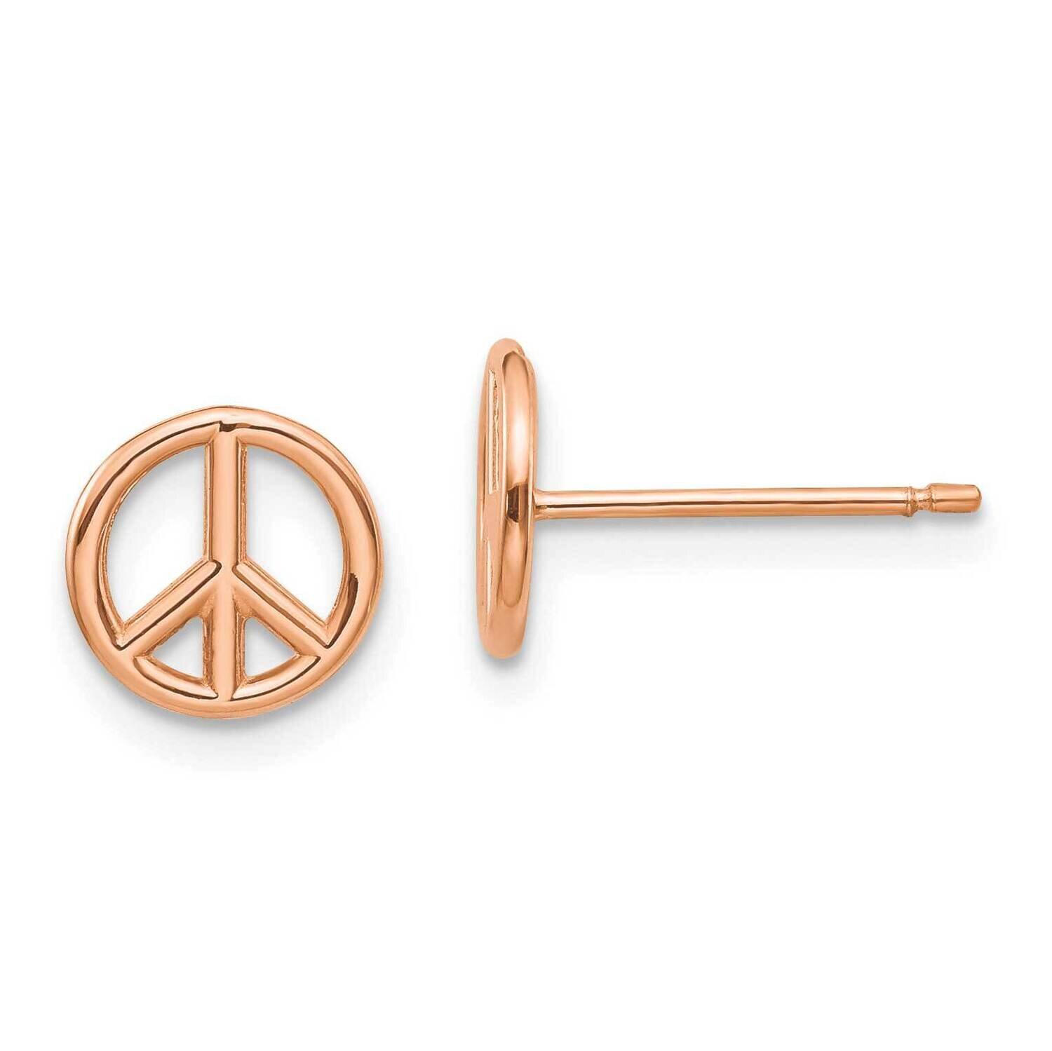 Peace Symbol Post Earrings 14k Rose Gold Polished K4516R