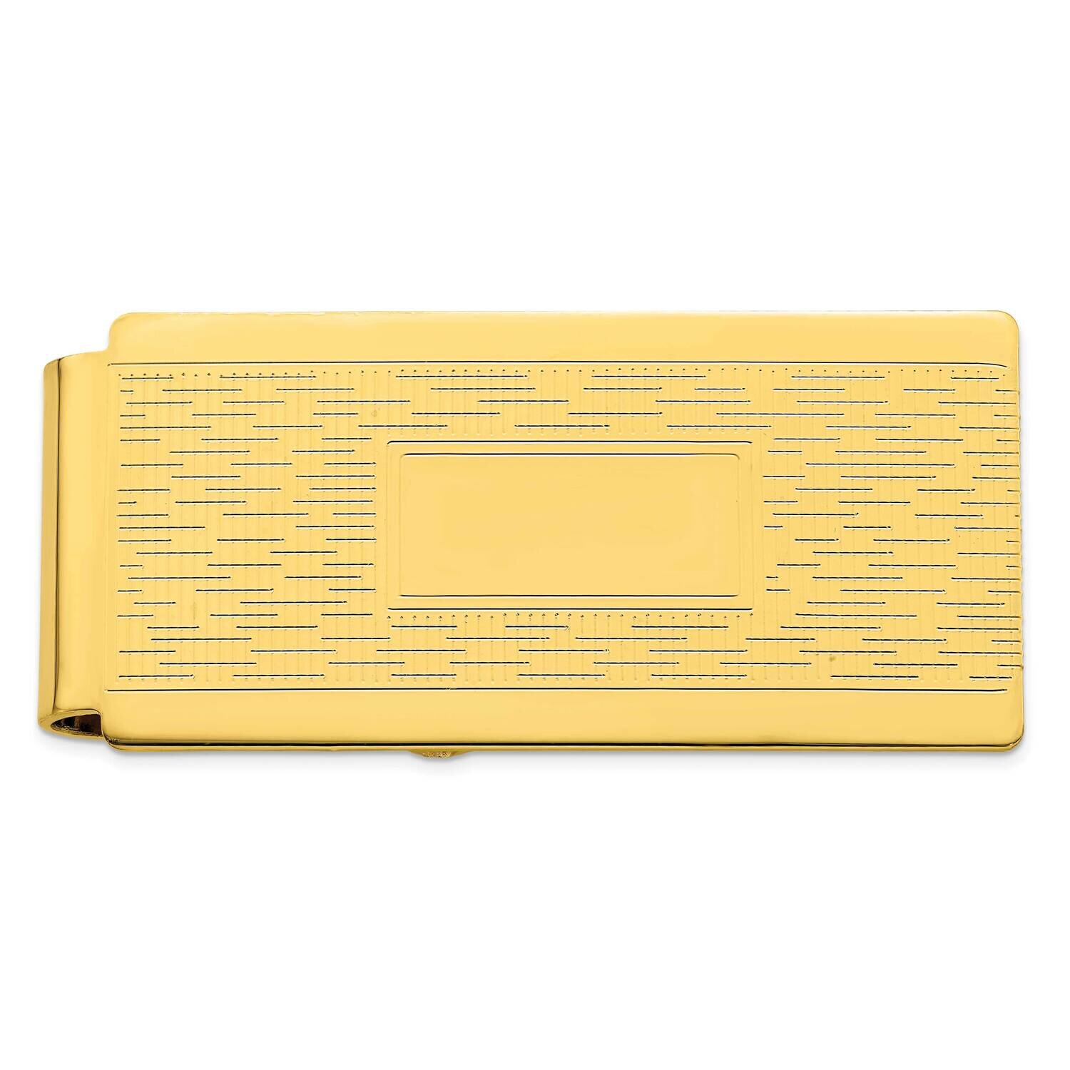 Gold-Plated Kelly Waters Hinged Engravable Patterned Money Clip KW749, MPN: KW749,