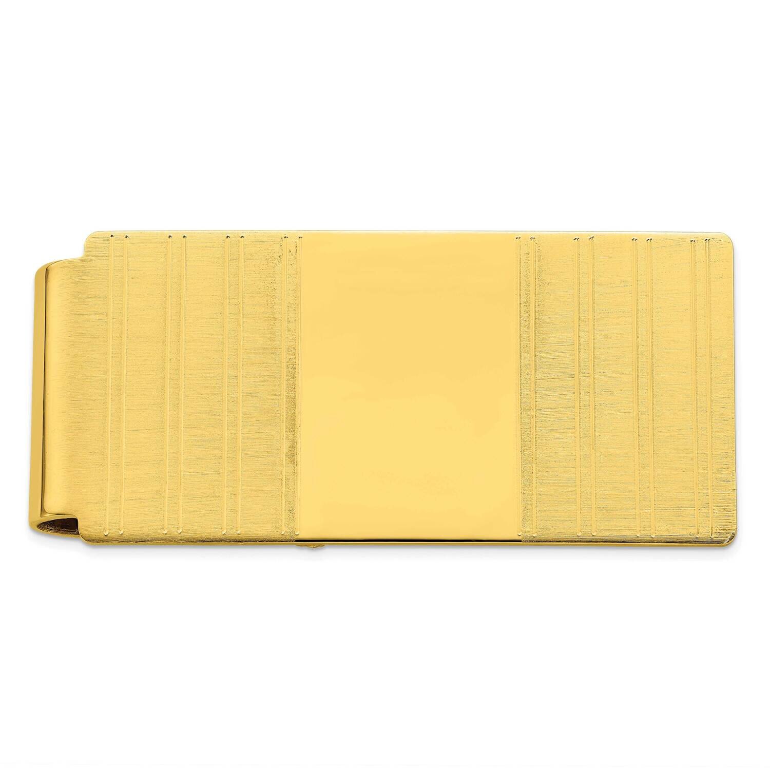 Gold-Plated Kelly Waters Hinged Engravable Grooved Money Clip KW753, MPN: KW753,