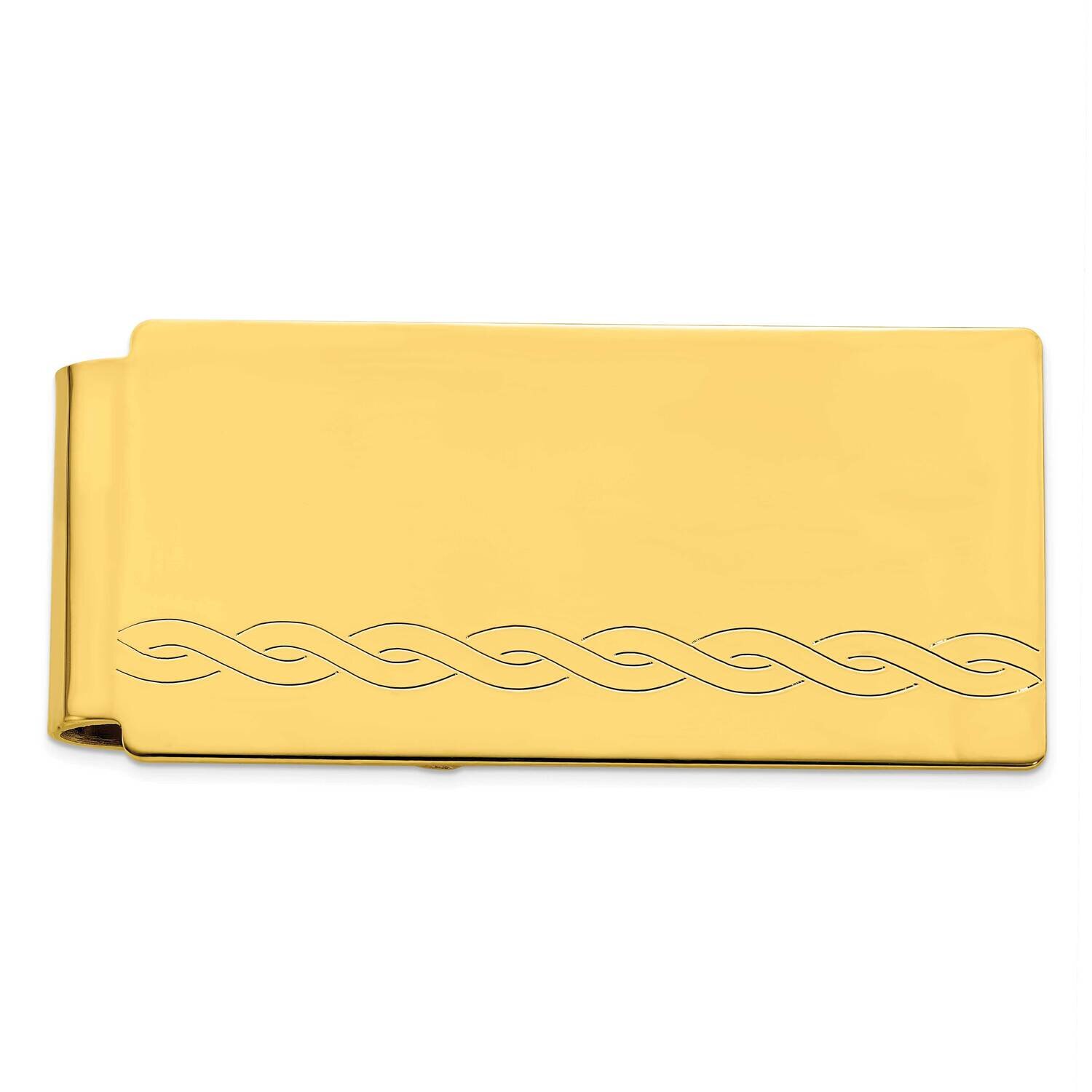 Gold-Plated Kelly Waters Hinged Patterned Money Clip KW757, MPN: KW757,