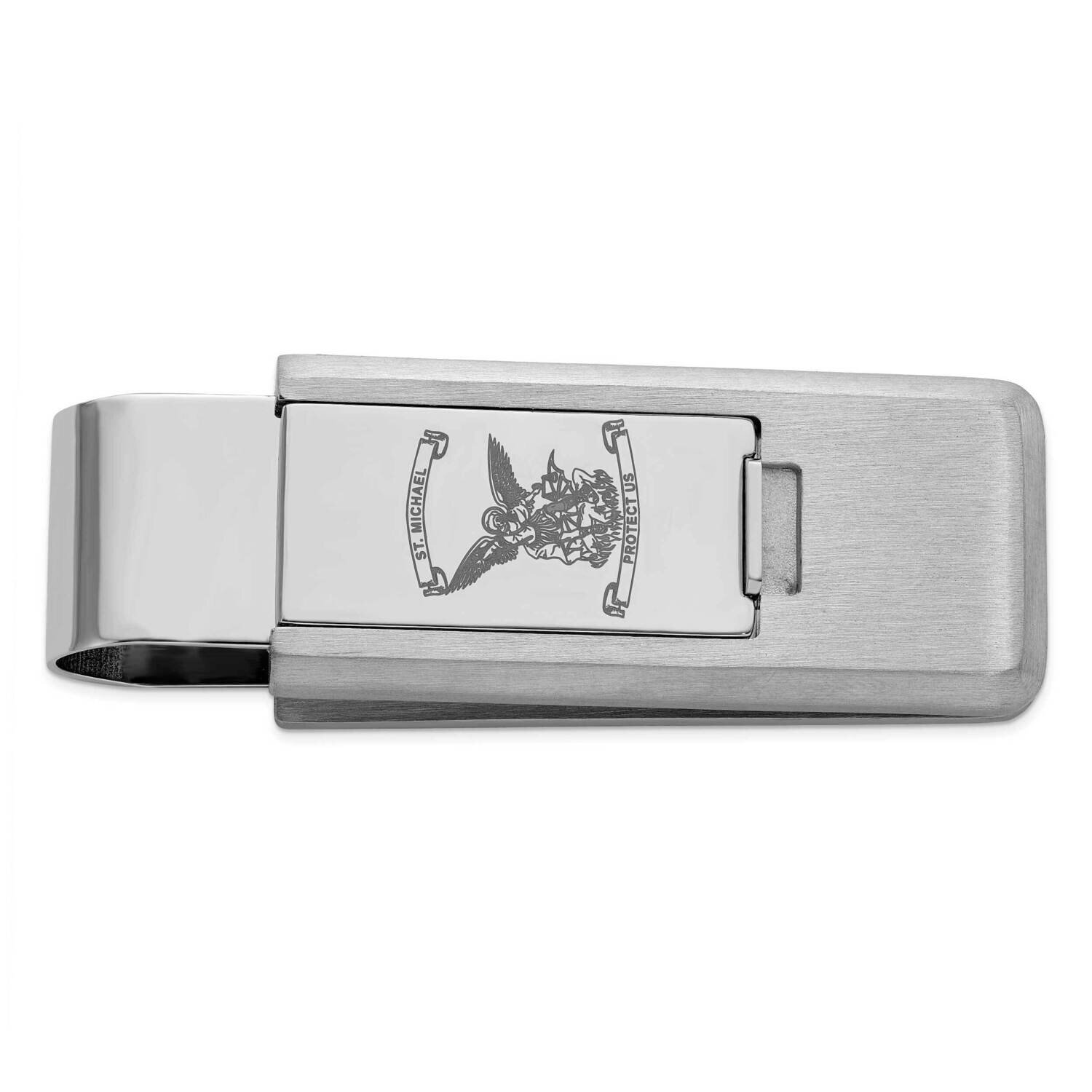 Lasered St. Michael Flip Money Clip Stainless Steel KW768, MPN: KW768,