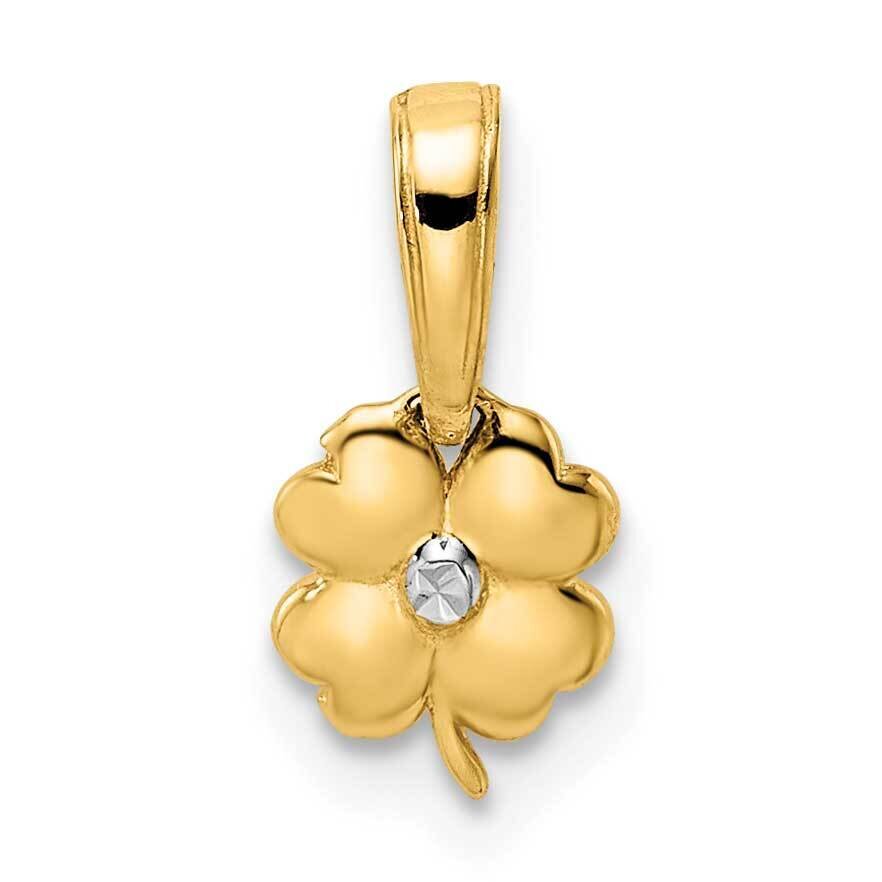 White Rhodium Diamond-Cut 4 Leaf Clover Pendant 14k Gold M2977, MPN: M2977,