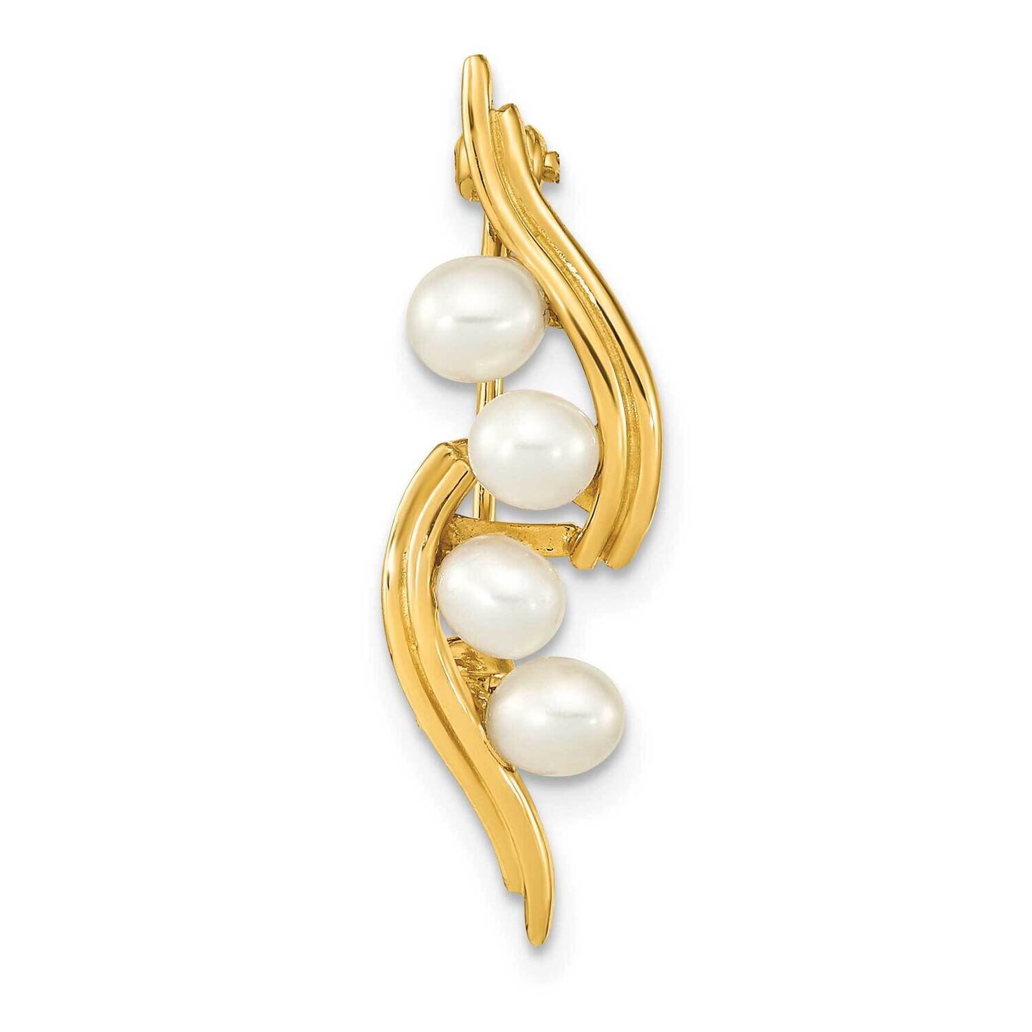 4-5mm Teardrop White Cultured Freshwater Pearl Brooch 14k Gold PIN182, MPN: PIN182, 883957762357