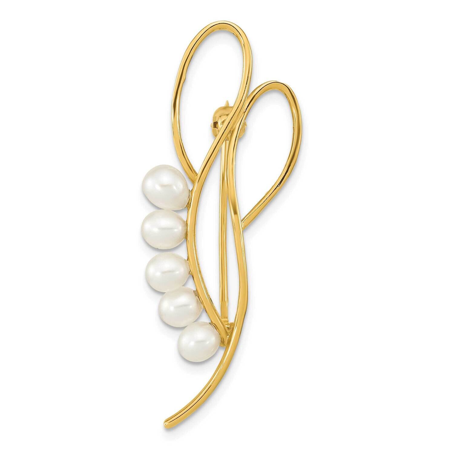 Open Loop Accented with 4-5mm White Freshwater Cultured Pearls Pin 14k Gold PIN186, MPN: PIN186, 88…