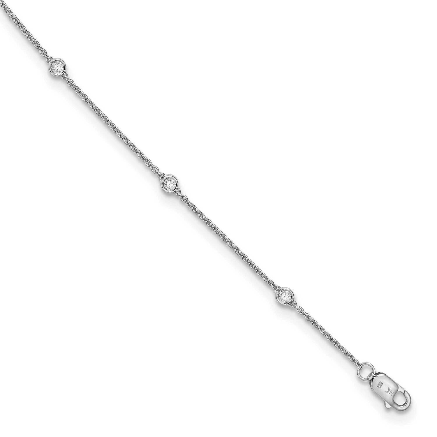 Vs/Si, D E F, Cable Station Anklet 14k White Gold Lab Grown Diamond PM1007-021-WLD-9