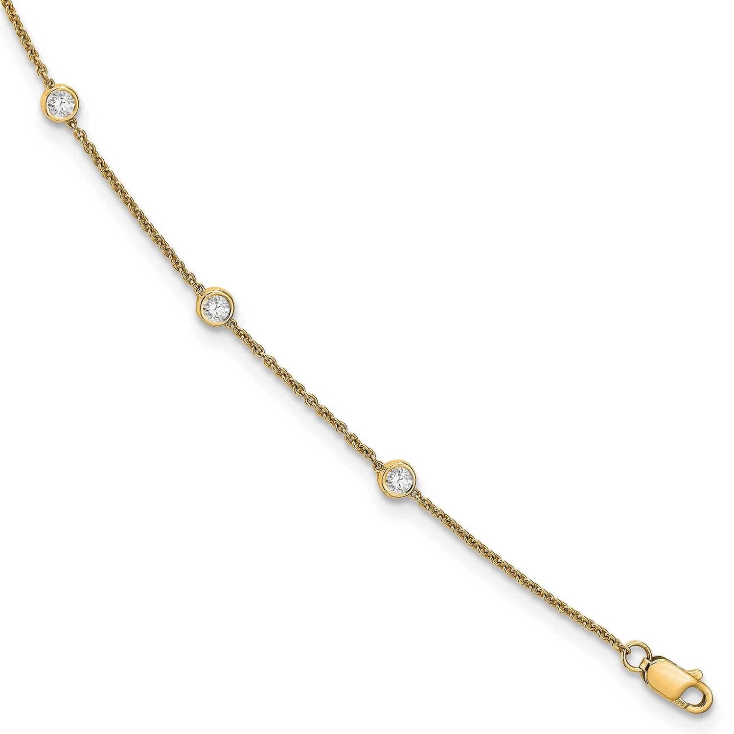 Vs/Si, D E F, Rolo Station Anklet 14k Gold Lab Grown Diamond PM1008-055-YLD-9