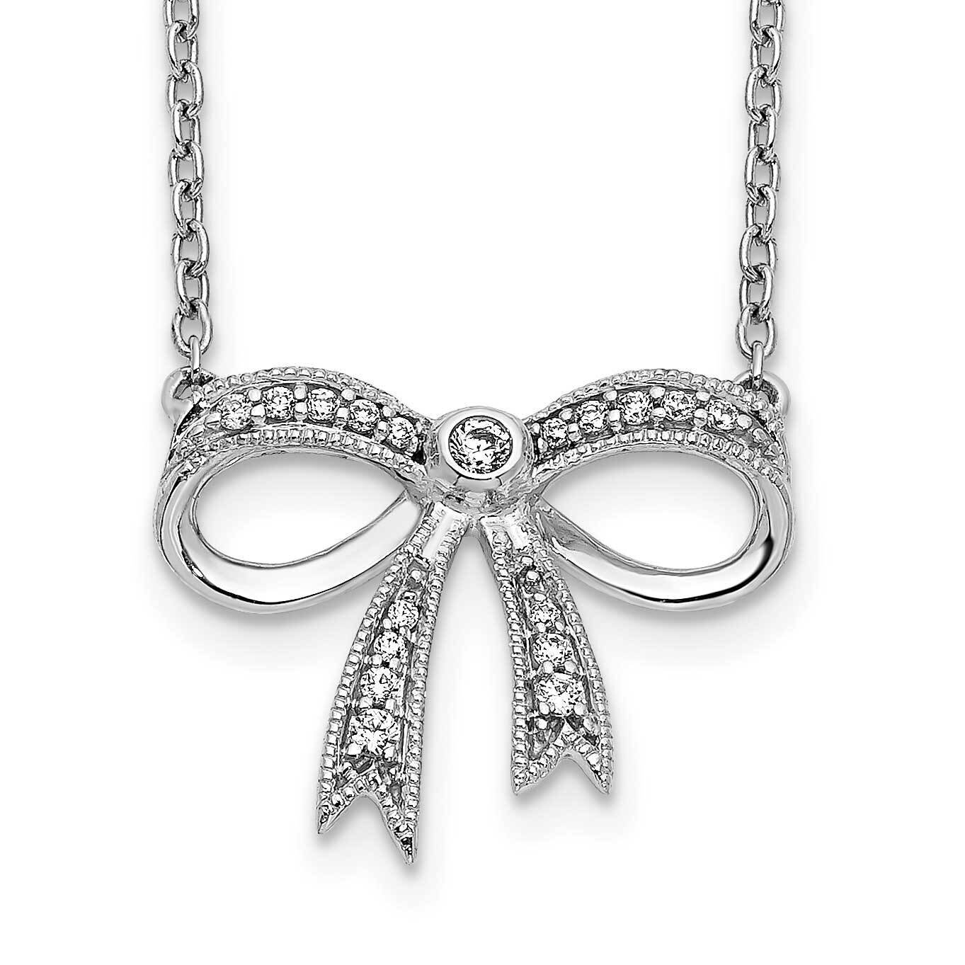 Diamond Bow 18 Inch Necklace 14k White Gold PM3765-010-WA, MPN: PM3765-010-WA, 883957275420