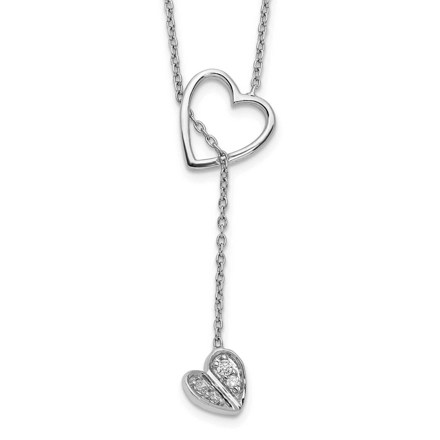 Diamond Heart with Dangle 18 Inch Necklace 14k White Gold PM3769-008-WA, MPN: PM3769-008-WA, 883957…