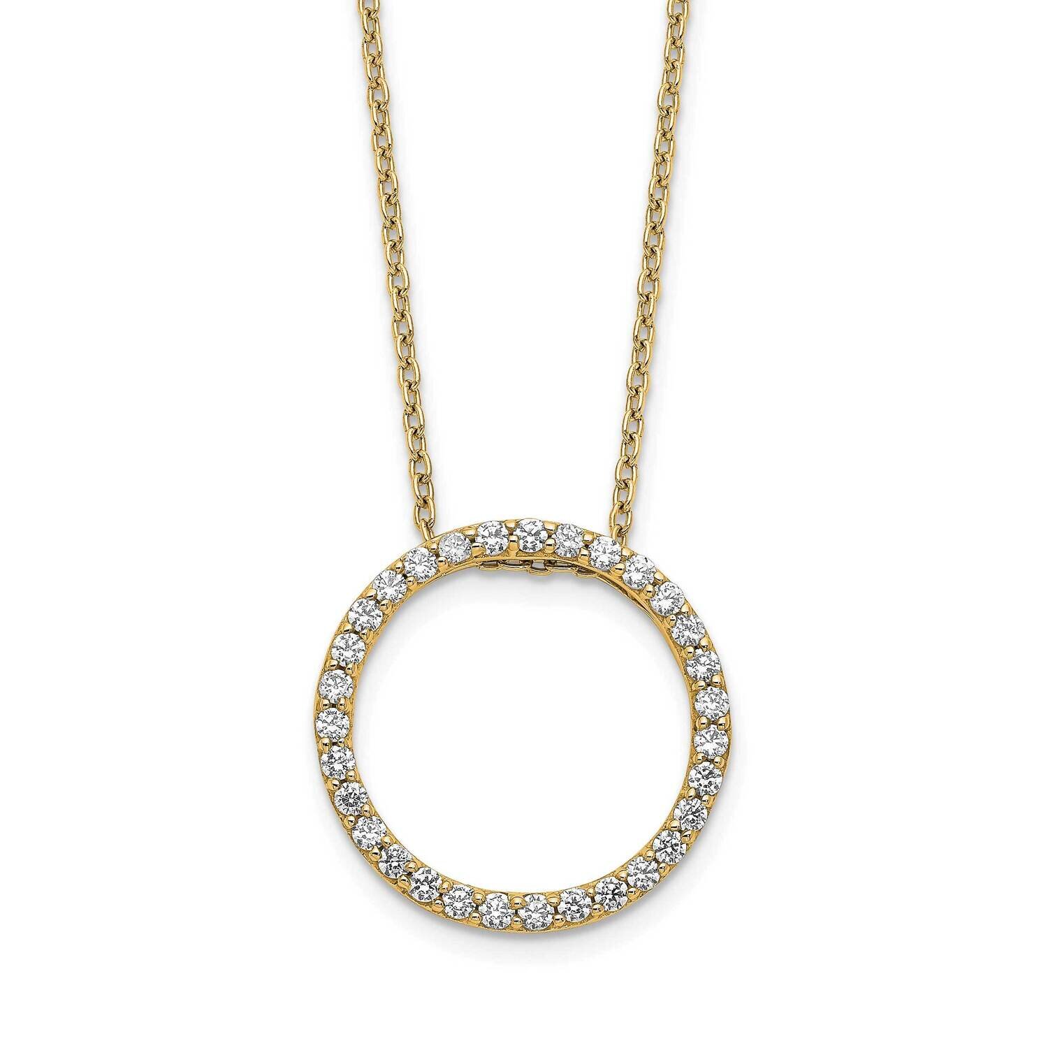 Si1/Si2, G H I, Circle Necklace 14k Gold Lab Grown Diamond PM3781-050-YLG, MPN: PM3781-050-YLG, 883…