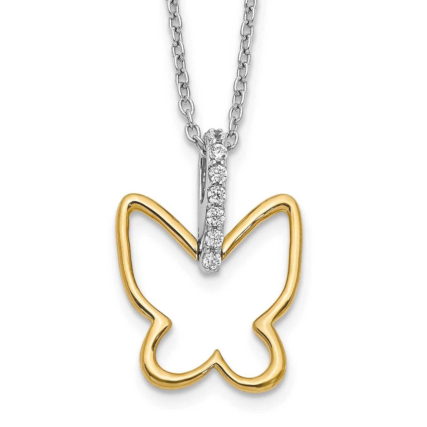 Diamond Butterfly 18 Inch Necklace 14k Two-tone Gold PM3799-010-YWA, MPN: PM3799-010-YWA, 883957489…