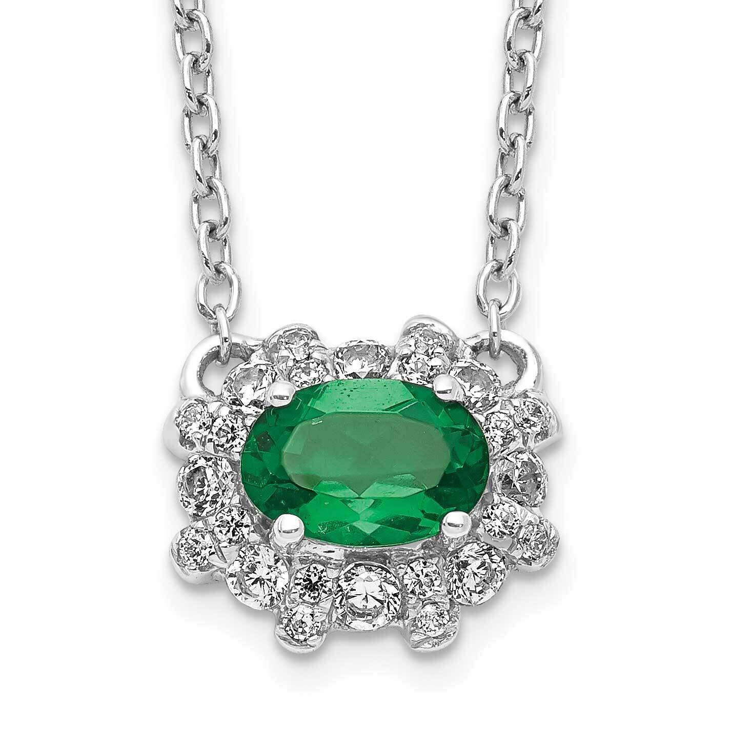 Diamond and Oval Emerald 18 Inch Necklace 14k White Gold PM4025-EM-020-WA-18, MPN: PM4025-EM-020-WA…