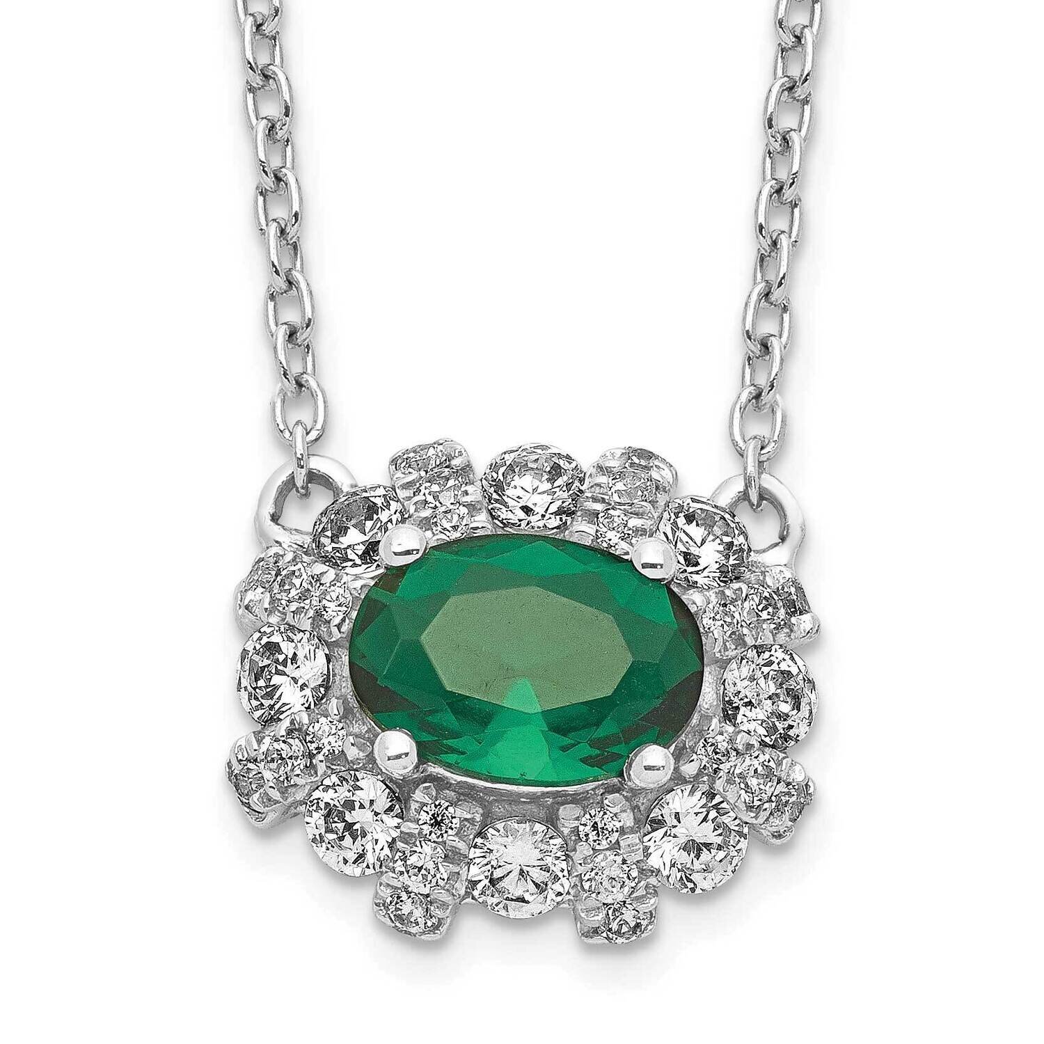 Diamond and Oval Emerald 18 Inch Necklace 14k White Gold PM4025-EM-045-WA-18, MPN: PM4025-EM-045-WA…