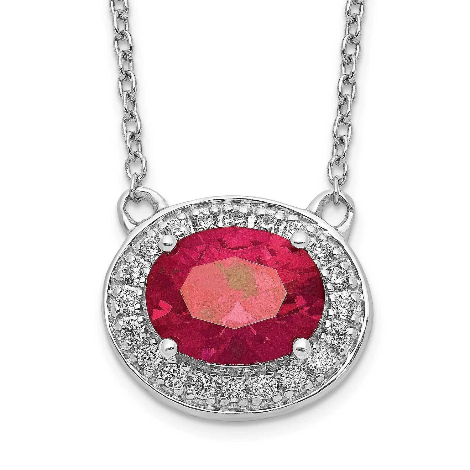 Diamond and Oval Ruby 18 Inch Necklace 14k White Gold PM4026-RU-020-WA-18