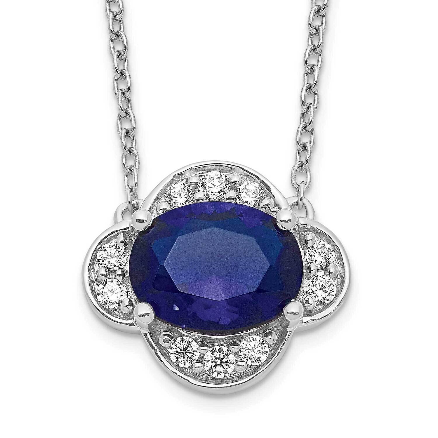 Diamond and Oval Sapphire 18 Inch Necklace 14k White Gold PM4027-SA-020-WA-18