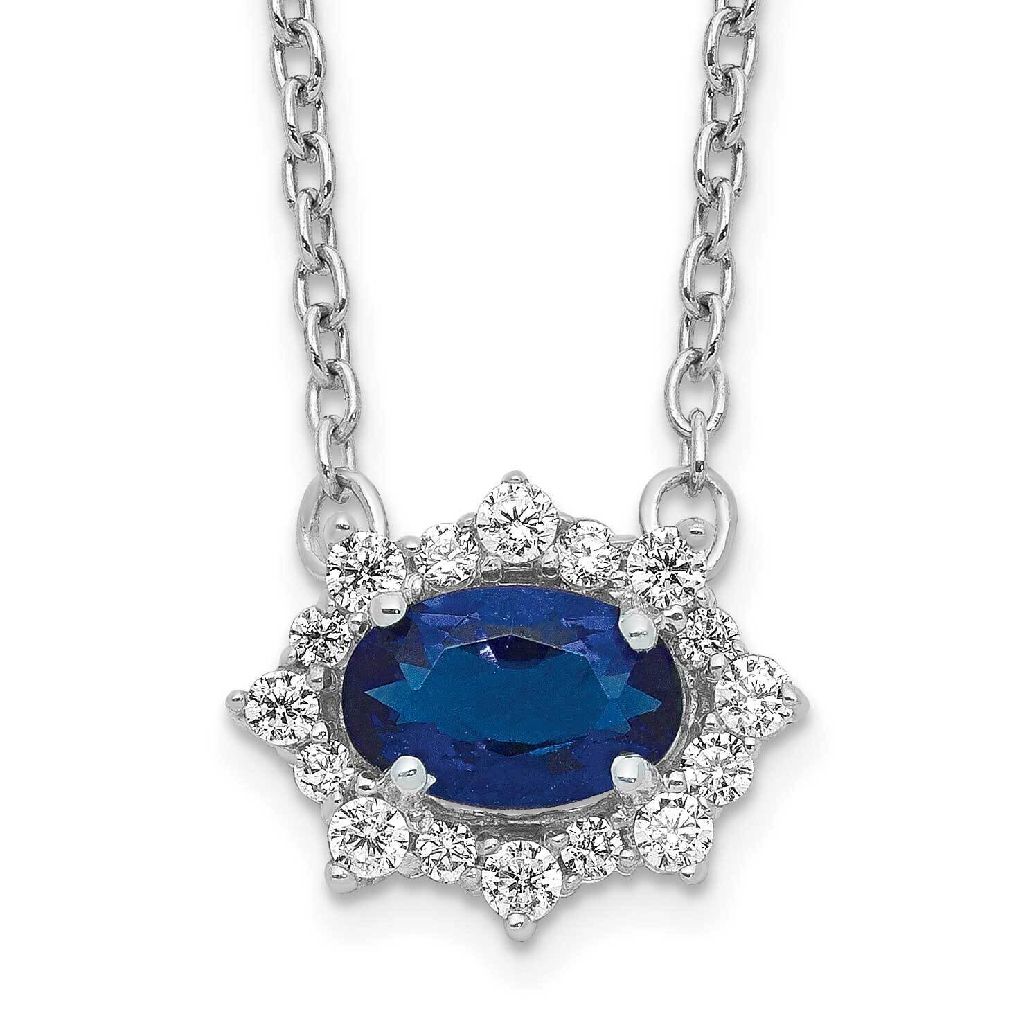 Diamond and Oval Sapphire 18 Inch Necklace 14k White Gold PM4028-SA-014-WA-18, MPN: PM4028-SA-014-W…