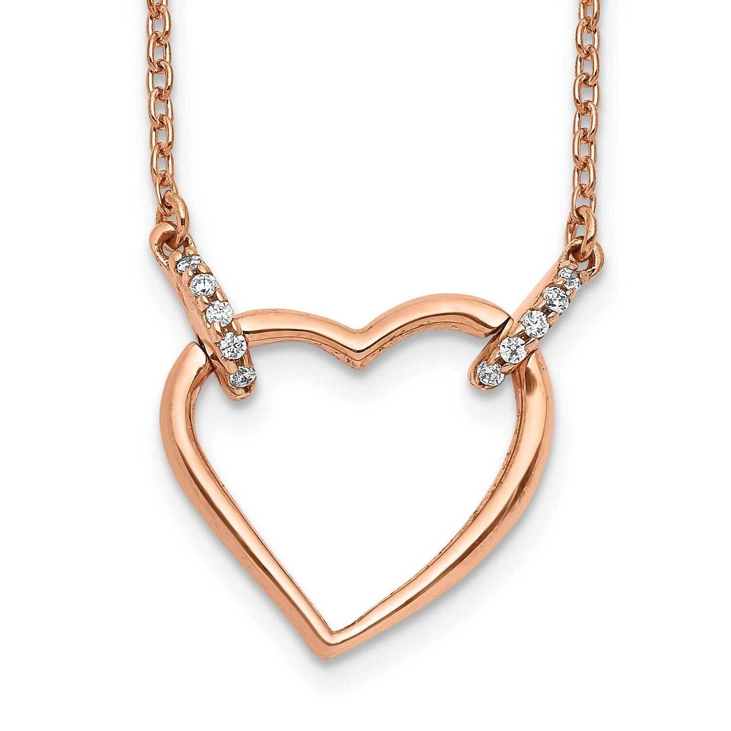 Diamond Heart 18 Inch Necklace 14k Rose Gold PM4366-005-RA, MPN: PM4366-005-RA, 883957298139