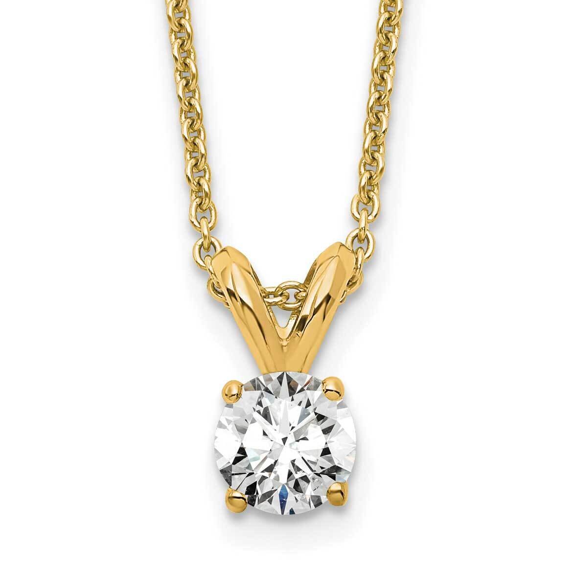 1/4Ct. Round Lab Grown Diamond Si1/Si2, G H I, Solitaire Pendant Necklac 14k Gold PM4396-025-LG-18