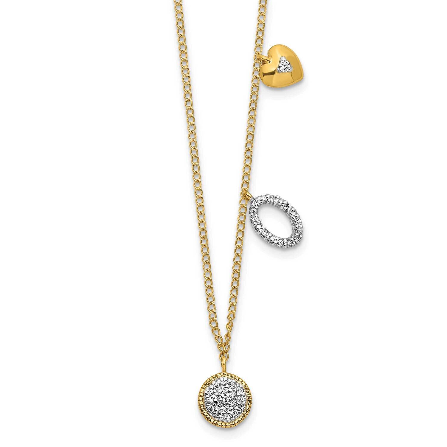 Diamond Two Circle and Heart 16.5 Inch Necklace 14k Gold PM4700-010-YA, MPN: PM4700-010-YA, 8839572…