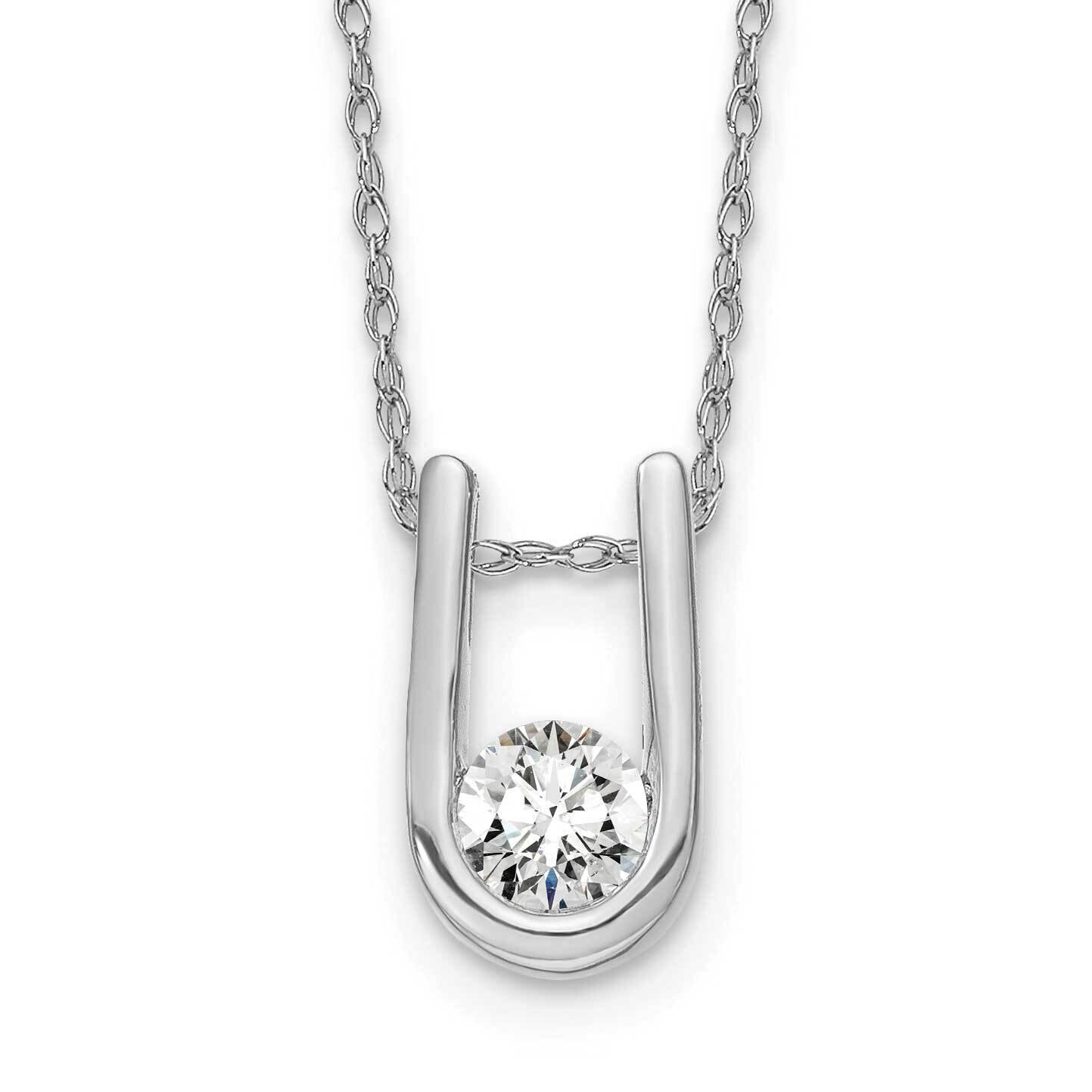 Pendant with Chain 1 Rd .33Ct Dia: Lg 18 Inch 14k White Gold Lab Grown Diamond PM5919-033-WLG-18, M…