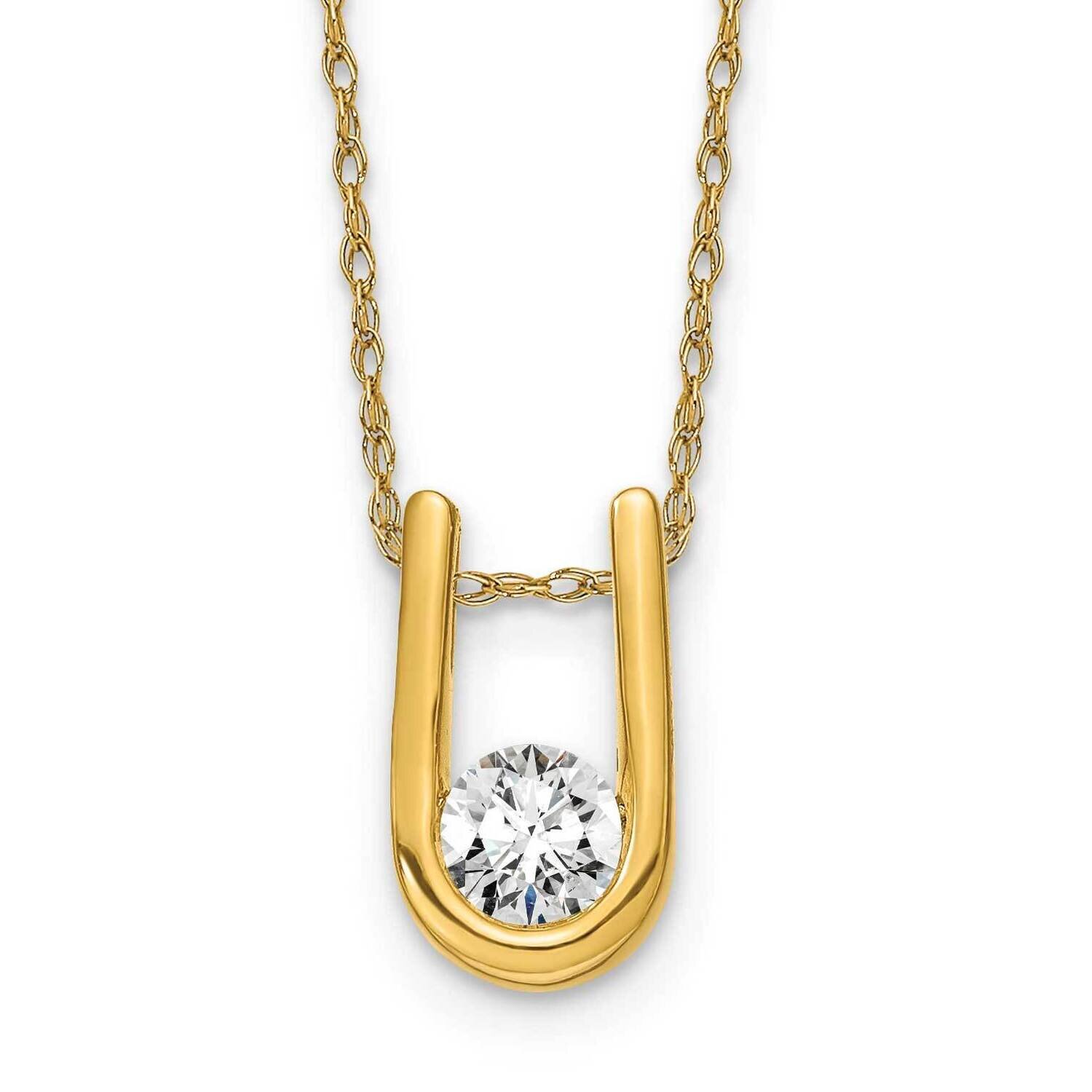 Pendant with Chain 1 Rd .33Ct Dia: Lg 18 Inch 14k Gold Lab Grown Diamond PM5919-033-YLG-18