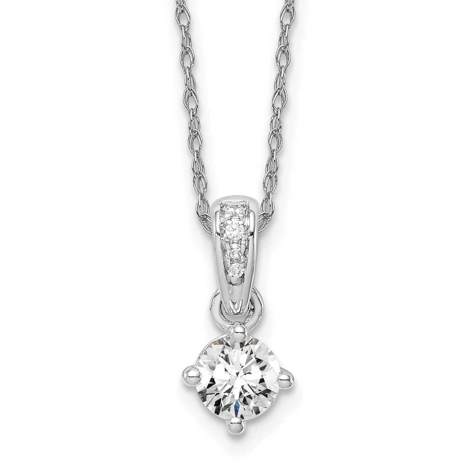 Pend with Chain 1-Rd .33Ct, .005Ct, .004Ct, .003Ct, .006Ct D 14k White Gold Lab Grown Diamond PM616…