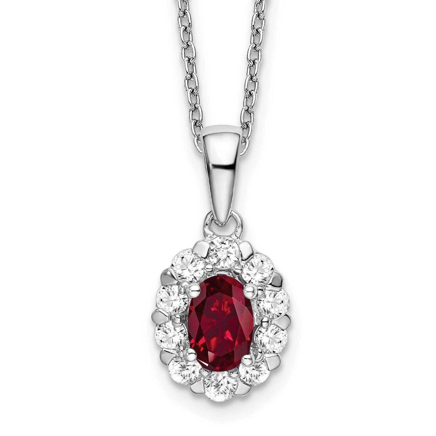 Created Oval Ruby &amp; Lab Grown Diamondpendant &amp; Necklace 14k White Gold PM6990CR-052-WLG-18, MPN: PM…