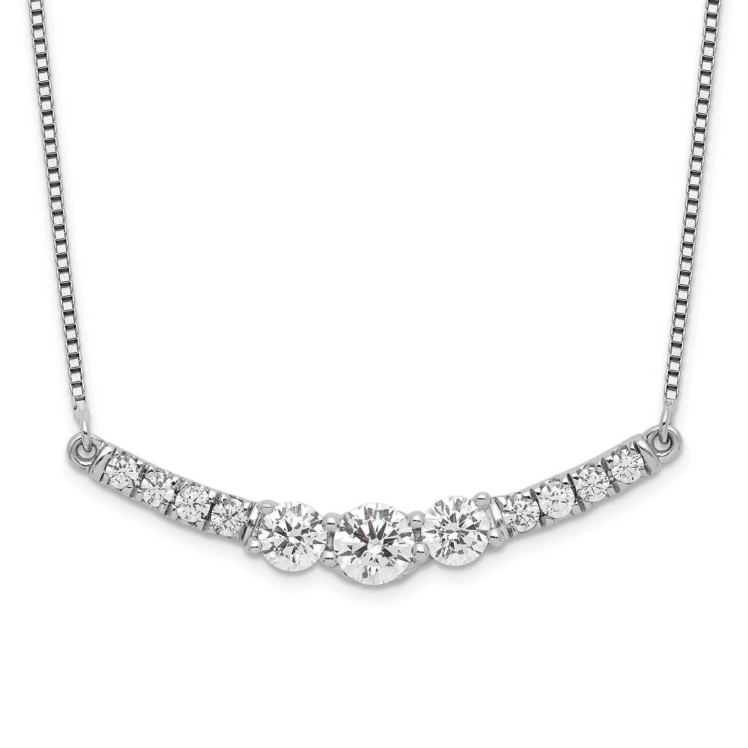Si1/Si2, G H I, 3-Stone Bar Necklace 14k White Gold Lab Grown Diamond PM7490-075-WLG, MPN: PM7490-0…