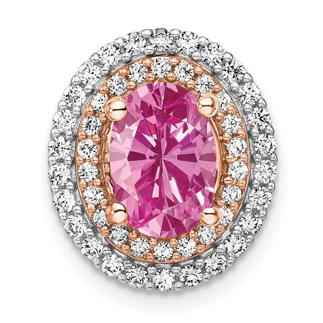 Created Pink Sapphire Pendant 14k Two-tone Gold Lab Grown Diamond PM7500-CPS-050-WRLG