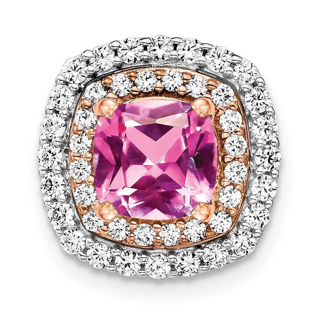 Created Pink Sapphire Pendant 14k Two-tone Gold Lab Grown Diamond PM7501-CPS-055-WRLG, MPN: PM7501-…
