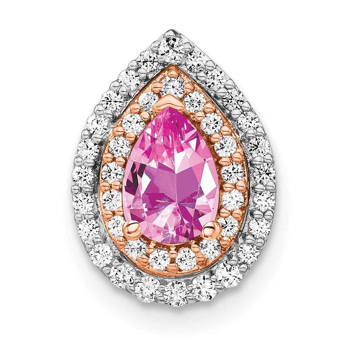 Created Pink Sapphire Pendant 14k Two-tone Gold Lab Grown Diamond PM7502-CPS-052-WRLG, MPN: PM7502-…