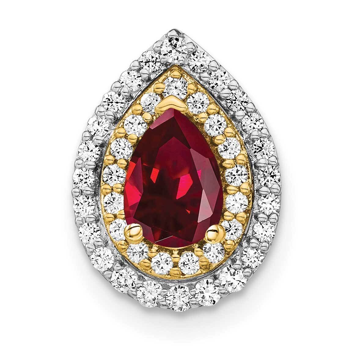 Created Ruby Pendant 14k Two-tone Gold Lab Grown Diamond PM7502-CRU-052-WYLG, MPN: PM7502-CRU-052-W…