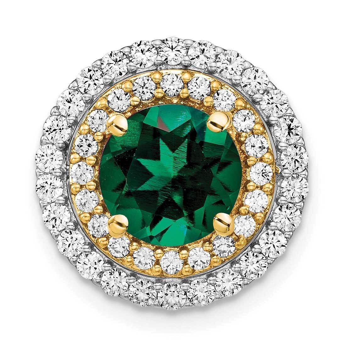 Created Emerald Pendant 14k Two-tone Gold Lab Grown Diamond PM7503-CEM-063-WYLG, MPN: PM7503-CEM-06…