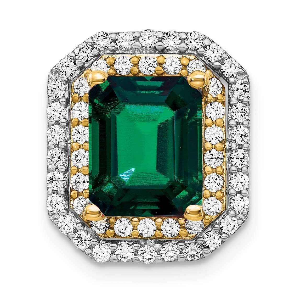 Created Emerald Pendant 14k Two-tone Gold Lab Grown Diamond PM7504-CEM-062-WYLG, MPN: PM7504-CEM-06…