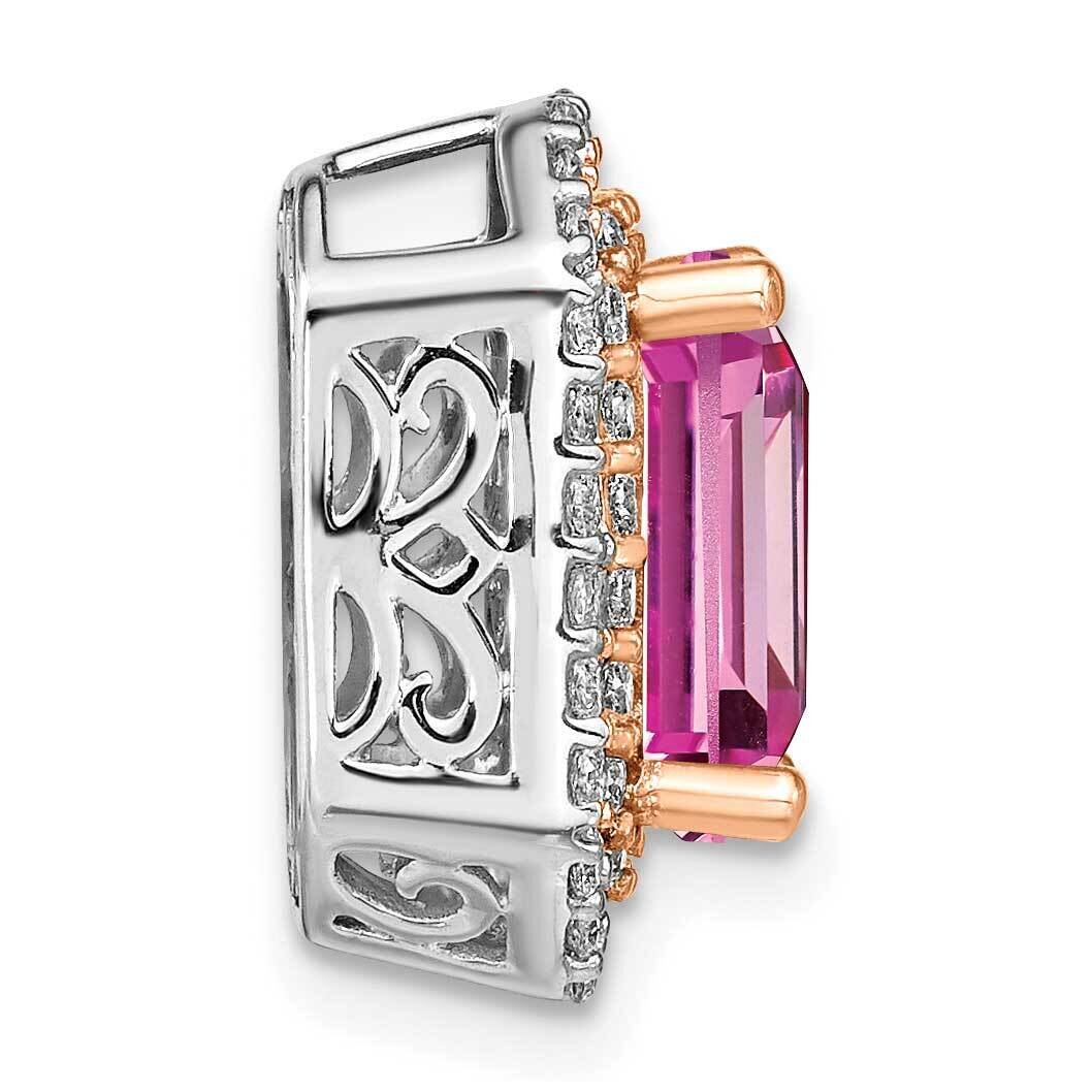 Created Pink Sapphire Pendant 14k Two-tone Gold Lab Grown Diamond PM7504-CPS-062-WRLG, MPN: PM7504-…