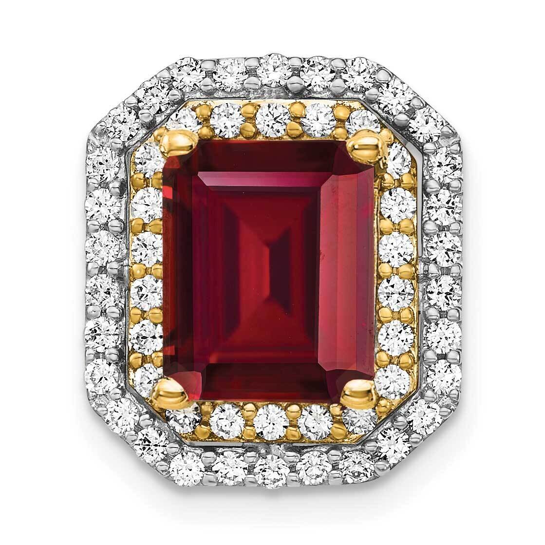Created Ruby Pendant 14k Two-tone Gold Lab Grown Diamond PM7504-CRU-062-WYLG, MPN: PM7504-CRU-062-W…