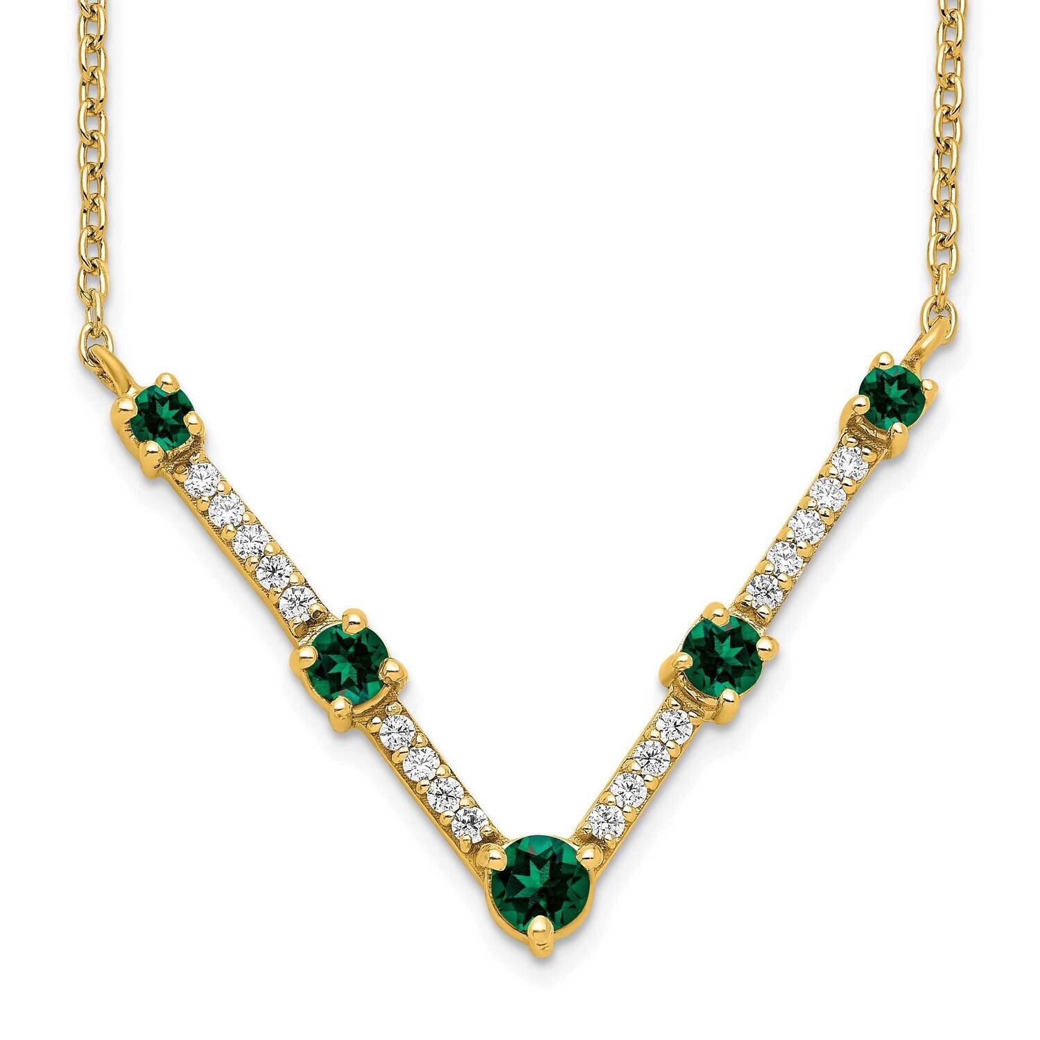 Created Emerald Necklace 14k Gold Lab Grown Diamond PM7512-CEM-010-YLG