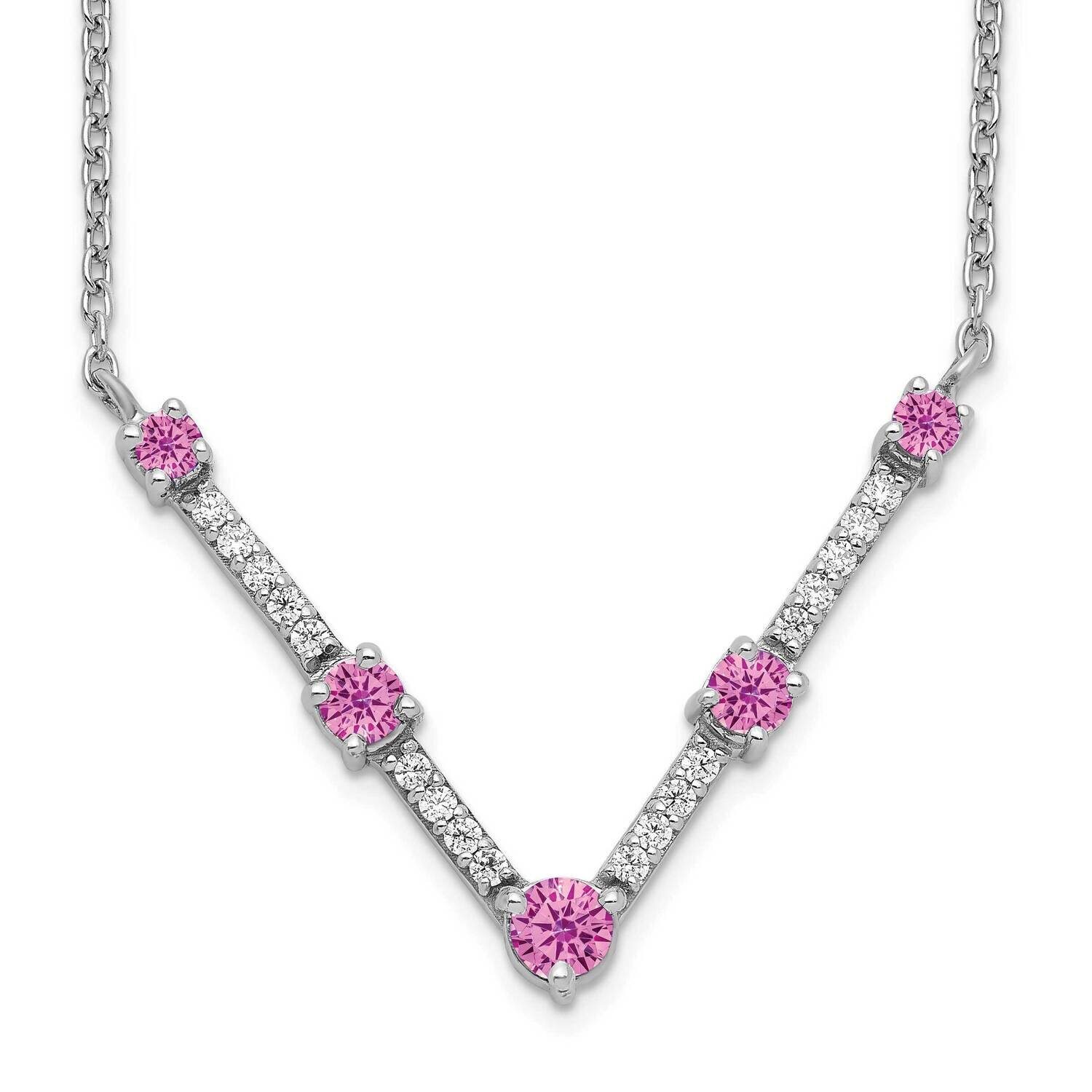 Created Pink Sapphire Necklace 14k White Gold Lab Grown Diamond PM7512-CPS-010-WLG, MPN: PM7512-CPS…
